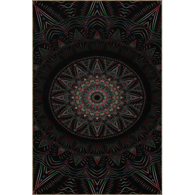 Black Star Woven Base Washable Rug