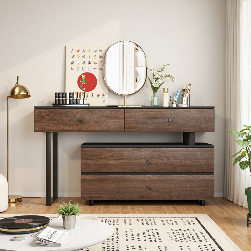 55-68.9-Inch Telescoping Vanity With 2 Large Storage Drawers And 2 Medium Storage Drawers