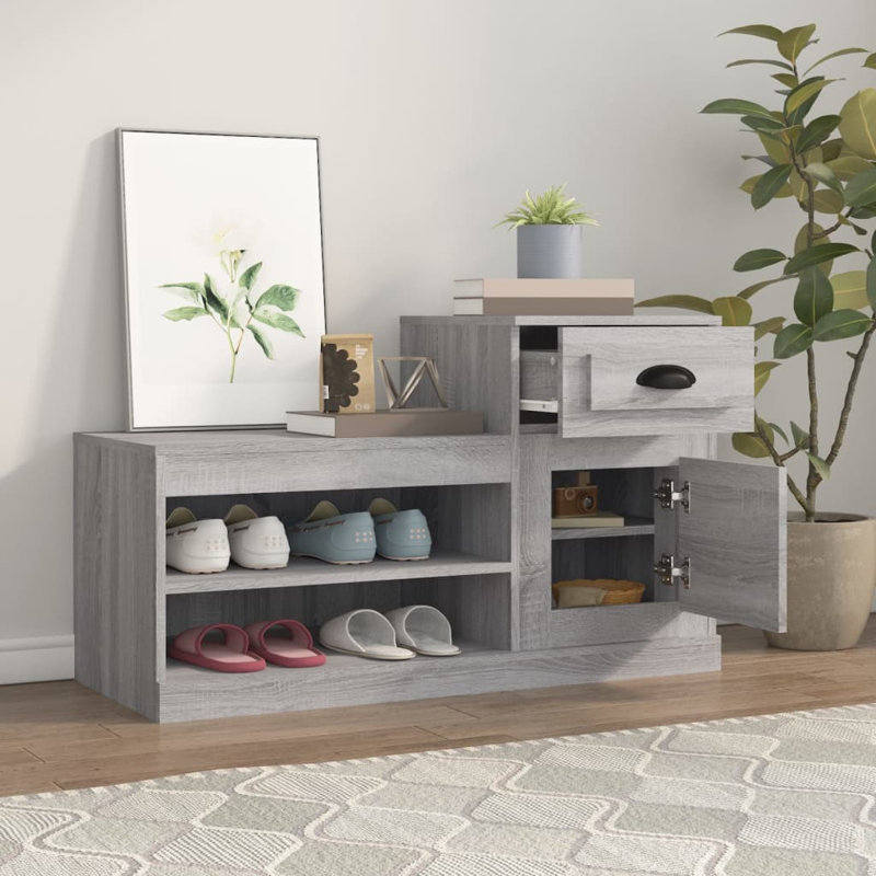 Menzen Shoe Storage Cabinet, Grey Sonoma