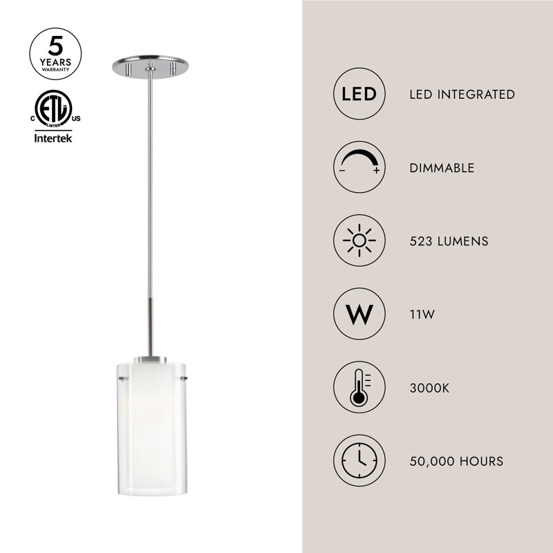 Verona 1 - Light LED Pendant, 127.38" H x 5.13" W x 5.13" D