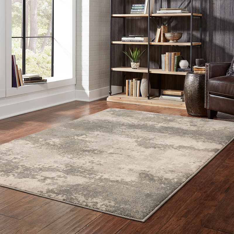 Tapis beige à motif abstrait Ernie, Rectangle 6 pi 7 po x 9 pi 2 po