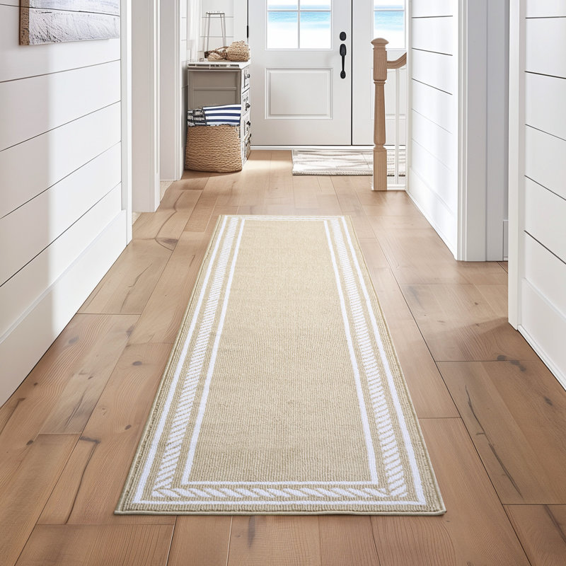 Nautica Rope Border Machine Washable All Loop Tufted Rugs 1-Piece, Rectangle 2'2" x 8'
