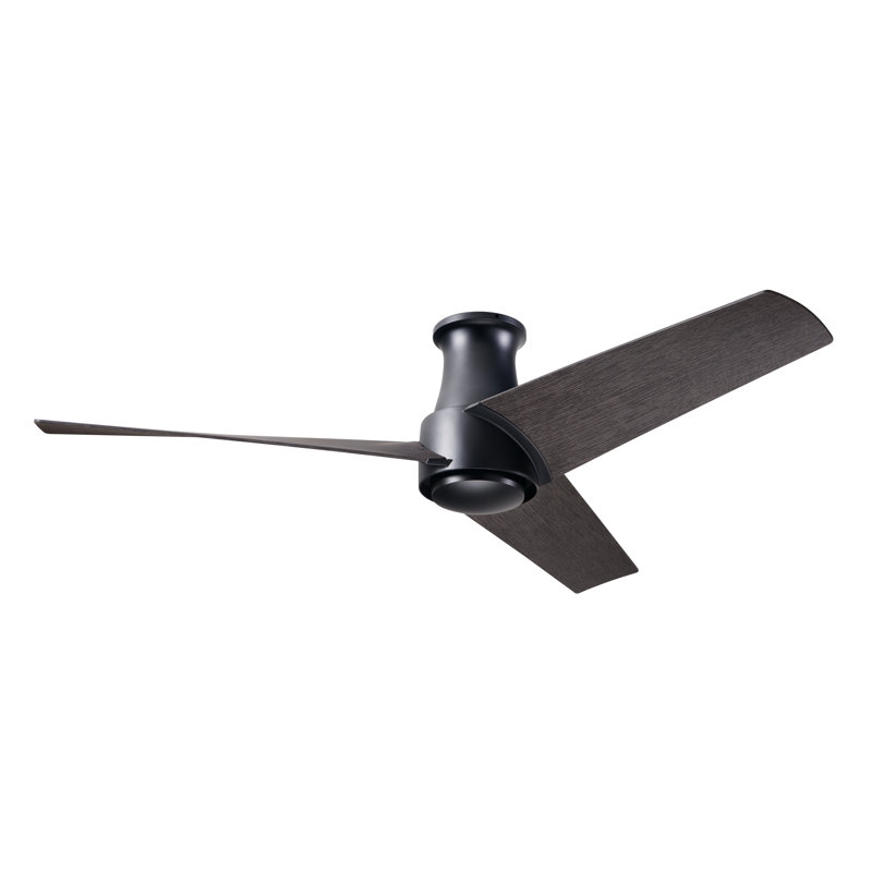 Ambit Flush Mount Ceiling Fan, Matte Black, Ebony, Wall Control