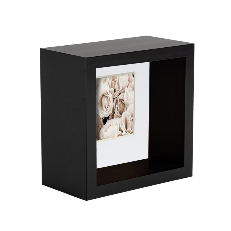 Nicola Spring - 3D Deep Box Photo Frame, Black/White, 11cm H x 11cm W x 6cm D