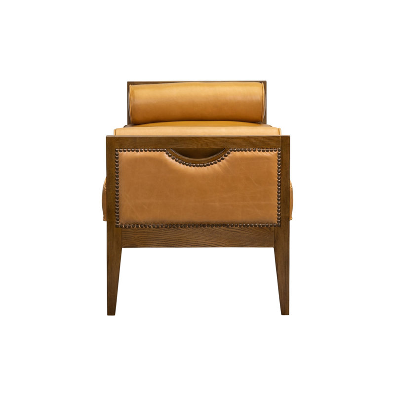 Beacon Hill Upholstered Leather Bench, Murray Camel, Brown