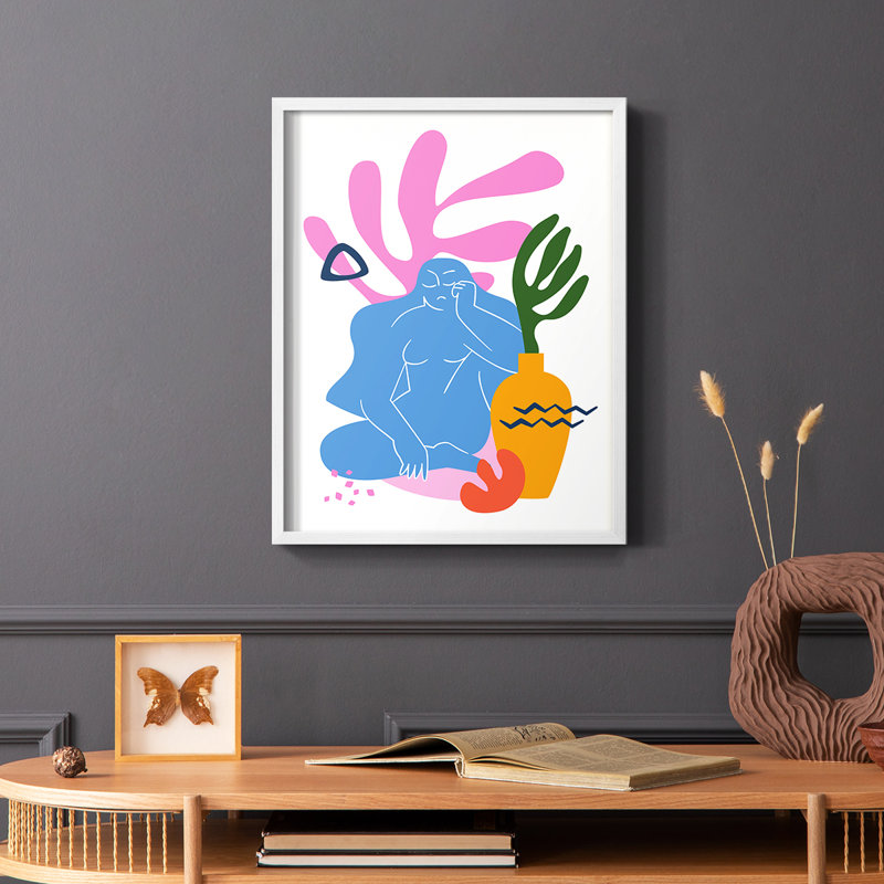Matisse CDLII, reproduction encadrée - bois massif, Cadre simple blanc, H 14 po x l 11 po