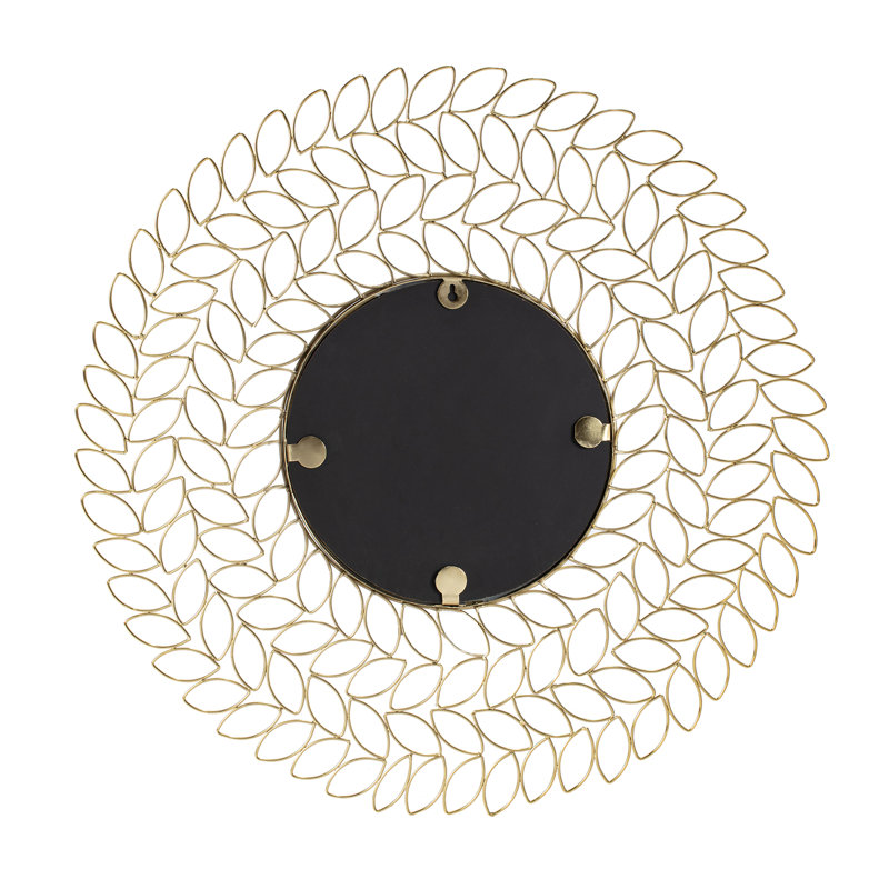 Gold Leaf Round Metal Framed Wall Mirror, 28"