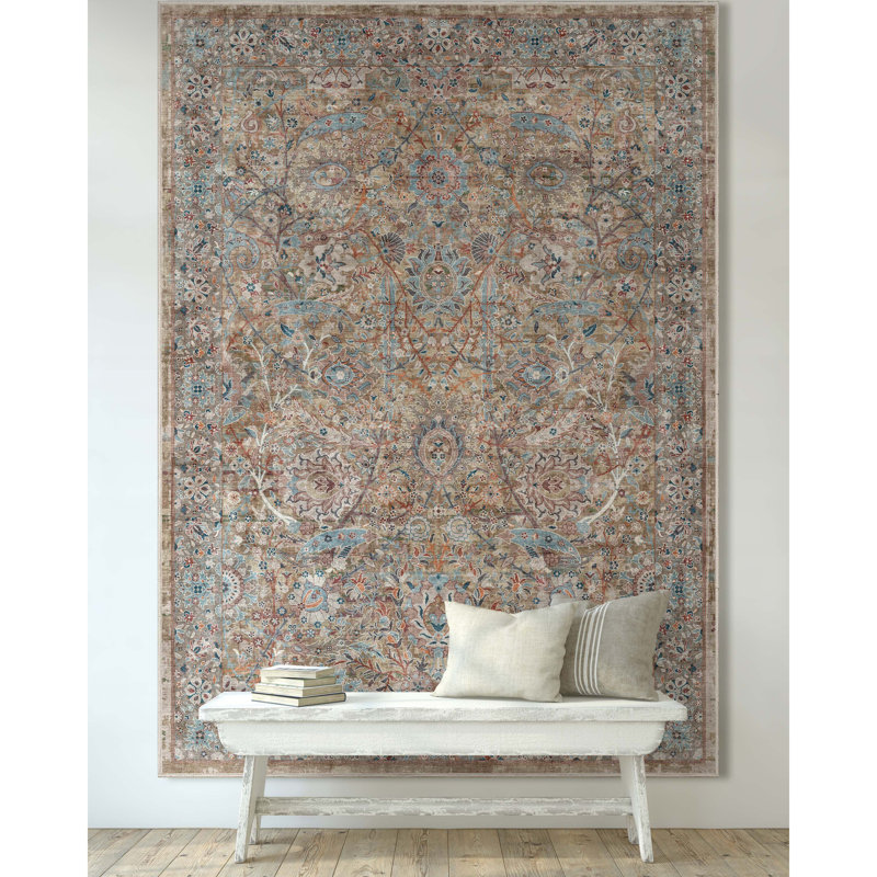 Tapis bleu clair à tissage plat Ervin Emilia, Rectangle 3 pi 11 po x 5 pi 3 po