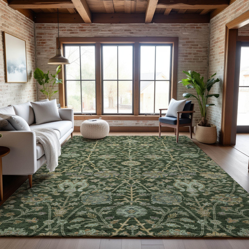 Premium Machine Washable Alexa AMF1087 Floral Rug, Rectangle 9' x 12'