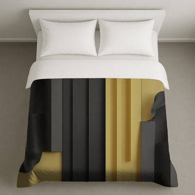 Housses de couette abstraites noires et jaunes