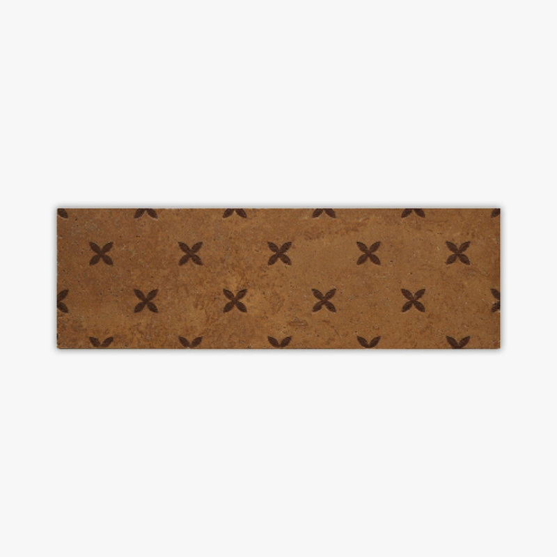 Noce Honed Dark Brown Engraving Travertine 4x12 Decorative Border