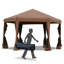 Hexagonal Pop Up Gazebo, Heavy Duty Outdoor Canopy Tent With 6 Mesh Sidewall Netting, 3-Level Adjustable Height And Strong Steel Frame