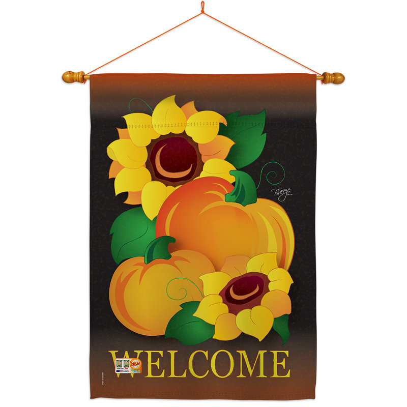 Ensemble de drapeaux en polyester 40 po x 28 po Welcome Pumpkin