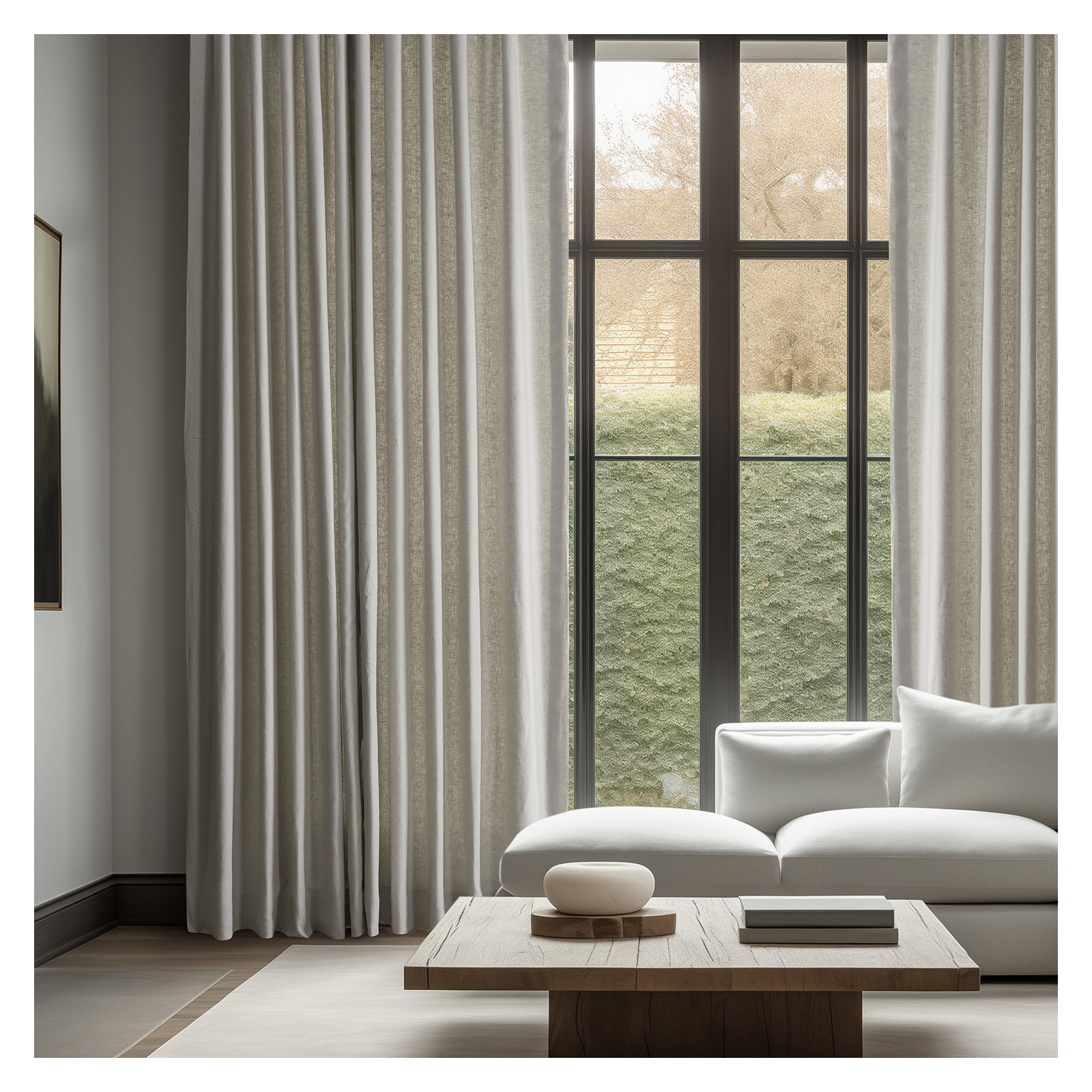 Briella French Linen Room Darkening Curtain, Fresh Khaki, 50" W x 84" L