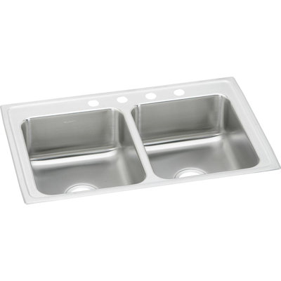 Évier de cuisine à double cuve encastrable L 29 po x l 18 po Lustertone
