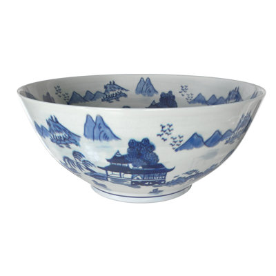 14" Satsuma Ladies & Peacock Porcelain Bowl