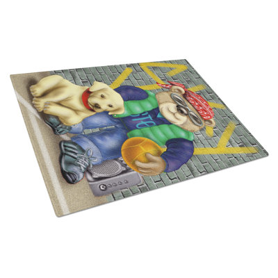 Tempered Glass Teddy Bear and His Lab Cutting Board