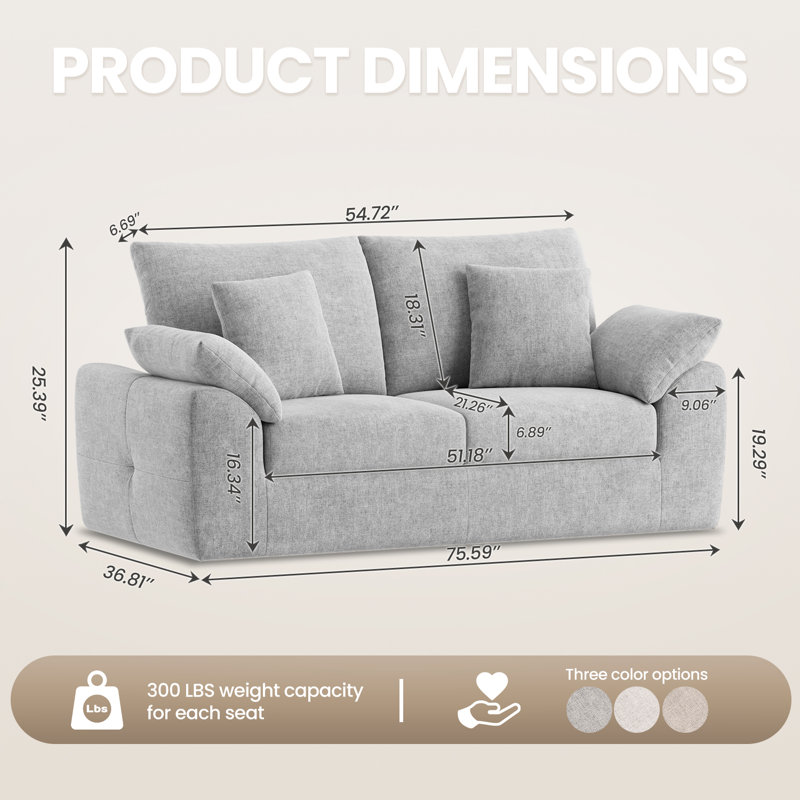 Canapé 75,6 po, Gris clair