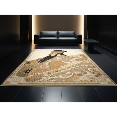 Soft Plush Duren Kublai Khan Posh & Luxe Oriental Area Rug in Beige – Beige Binding