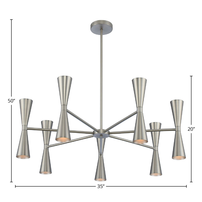 Milo 7 LT Satin Nickel Chandelier Kalco