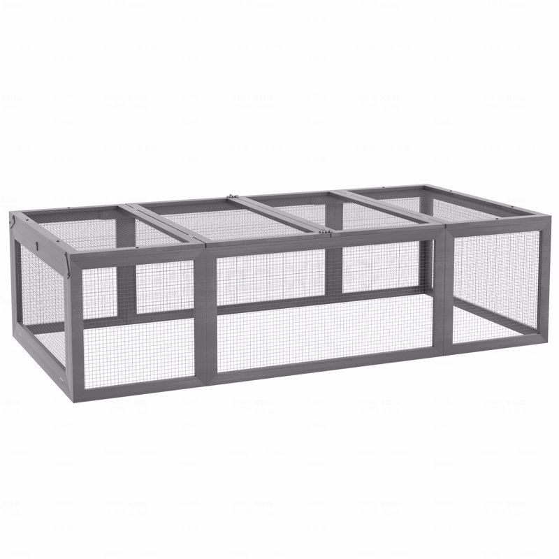 Grand refuge en bois pour lapin et huche pour petits animaux, Gris