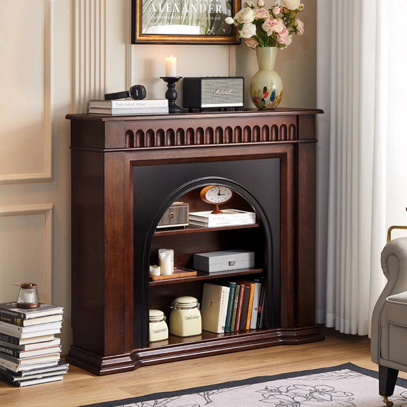 Armoire décorative française en bois massif avec foyer de rangement, H 43,7 po x l 47,24 po x P 13,19 po