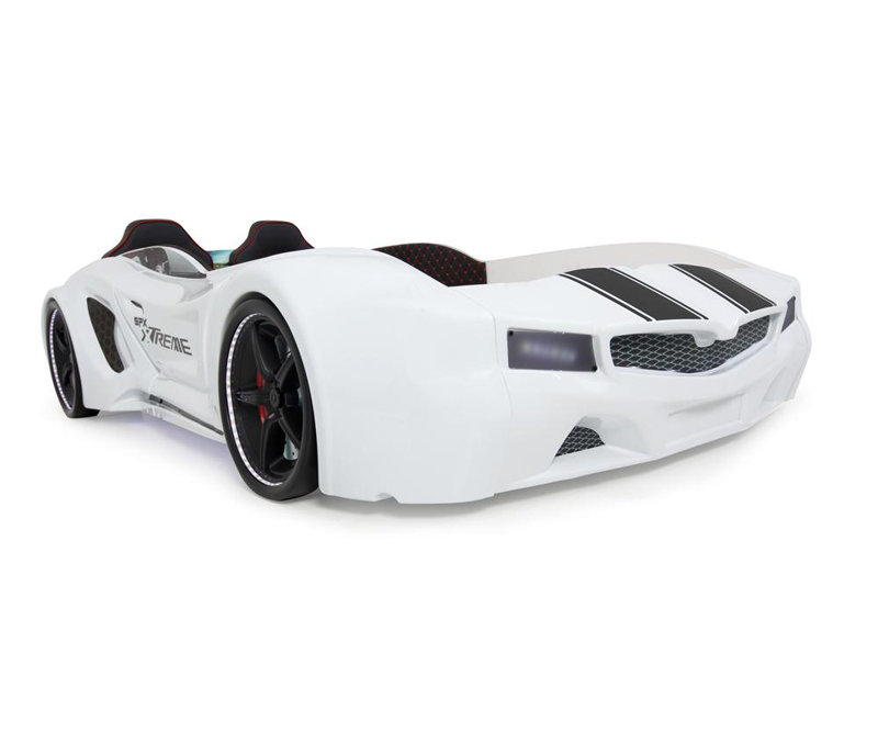 Lit voiture simple Aiden, Noir, Blanc