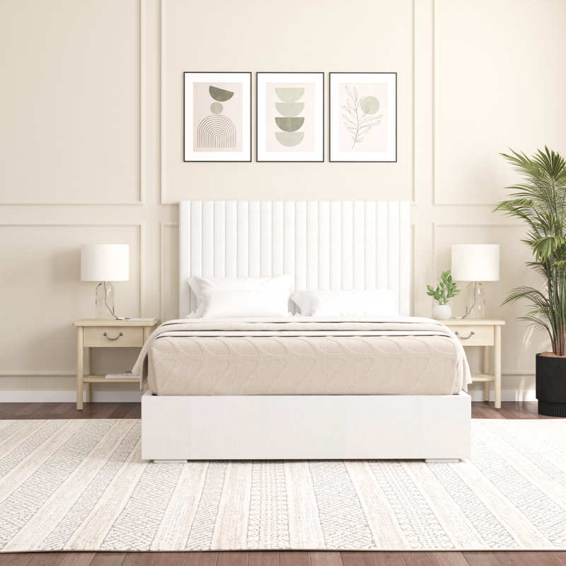 Aidean Upholstered Bed Frame, Single (3'), White