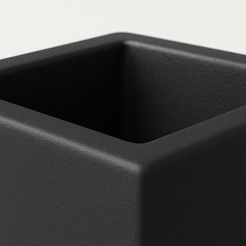 Pot à fleurs Terra Fiberstone et MGO, H 23,6 po x l 10,2 po x P 10,2 po, Noir, noir, noir, noir