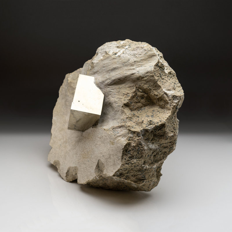 Large Genuine Pyrite Cube on Matrix