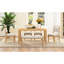 Table de cuisine extensible rétro avec 4 sièges et banc rembourrés, finition naturelle, plateau de table extensible, sièges confortables pour un repas détendu de style rétro, chaises à pieds courbés, deux couleurs