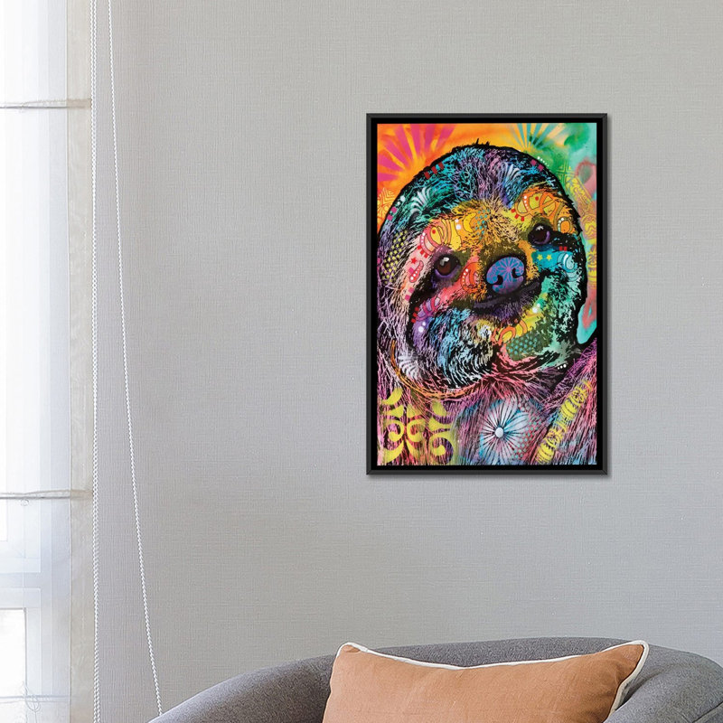 «Sloth» par Dean Russo, impression sur toile, H 26 po x l 18 po x P 1,5 po, Cadre noir