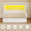 Lit d'angle simple avec 4 tiroirs et 10 poches de rangement, lit de jour avec tablette et portemanteau, lit plateforme simple en métal avec station de charge, lumière DEL, lit d'angle simple en L, blanc-1346539057
