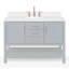 Meuble-lavabo simple gris ARIEL de 48 po avec plateau en quartz blanc Carrara et lavabo ovale-2125877693-2097113022