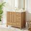 Meuble-lavabo de 36 po en bois avec cadre en bois massif, 2 portes à fermeture douce, 4 tiroirs à fermeture douce, tablette réglable, armoire de rangement moderne