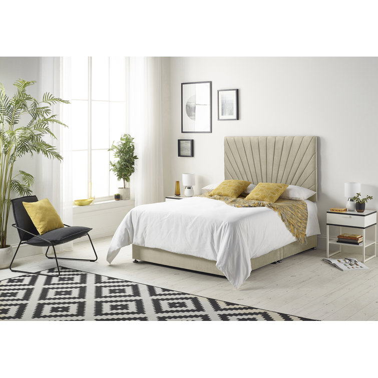 Pleasanton Linen Divan Bed Set with Sprung Memory Foam Mattress and Headboard
