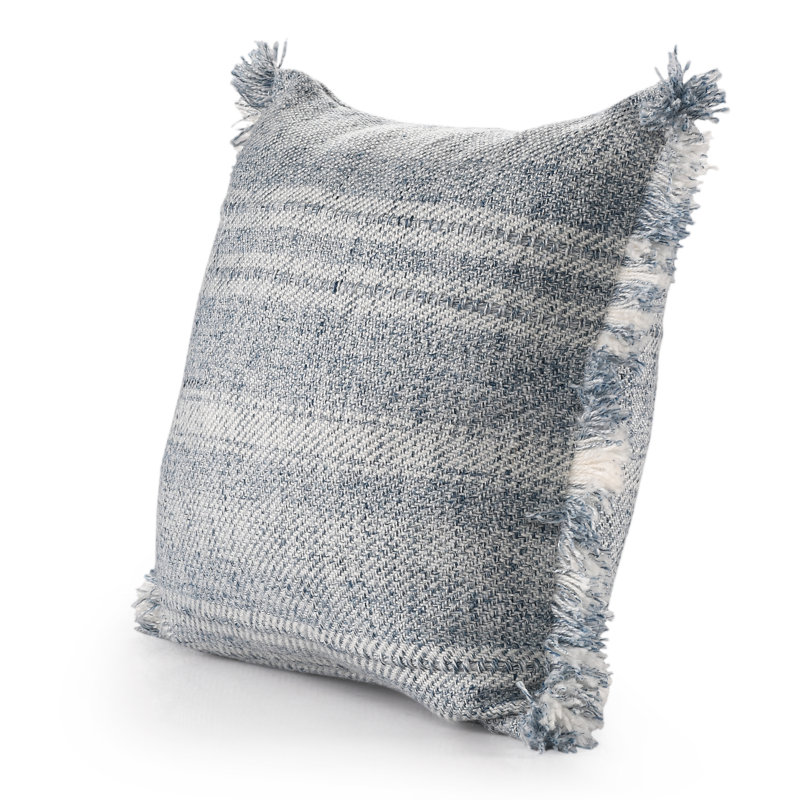 Gray/Ivory Farmhouse Striped Reversible Indoor/Outdoor 100% Cotton Throw Pillow, Polyester