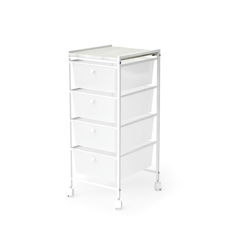 Commode de rangement roulante 4 tiroirs Suprima, Transparent