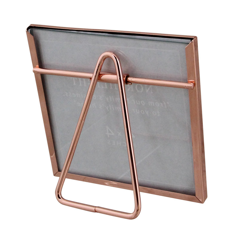 Classical RectangularPhoto Picture Frame with Easel Back - Rose Gold, 4" x 4"