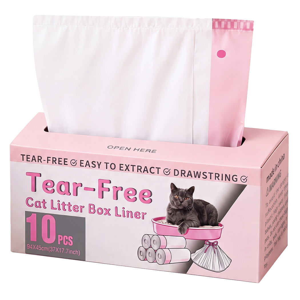 Skylos XL Cat Litter Bags for Standard Trays, Duty Drawstring, 30pc, Pink | HDPE Material, XL Litter Box Fit, Drawstring Bags, 30 Bags, 10kg Capacity, Opaque Design, Individual Box Packaging, Boxed - Image 3
