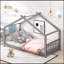 Lit en bois House House, gris-1063958575