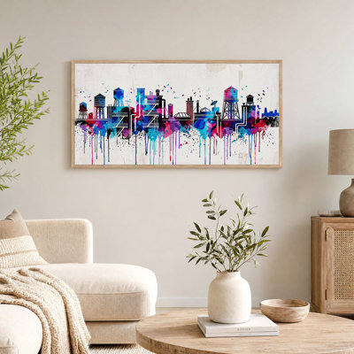 Toile bleue et mauve à l'aquarelle industrielle