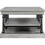 Table basse grise en bois de 55,1 po avec pieds noirs et deux tablettes de rangement ouvertes, une pièce de salon esthétique et fonctionnelle pour le rangement et la présentation, fabriquée à partir de placage de chêne en caoutchouc massif, moderne Kd