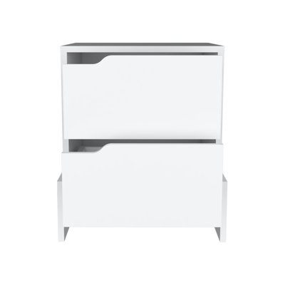 Normant 20" White Wood Two Drawer Nightstand