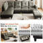 Ensemble de canapé en forme de L de 105 po, ensemble de canapé en flanelle et en pvc 3 pièces avec coussins et repose-pieds avec rangement, ensemble de canapé avec cadre en bois massif, canapé de salon à assemblage facile pour appartement, maison, m