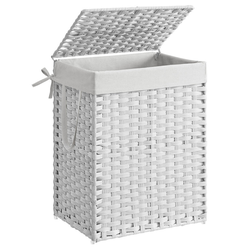 Laundry Basket with Handles, White