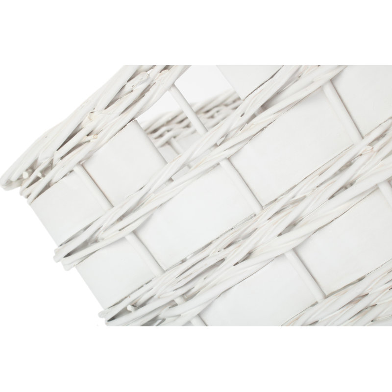 Wicker Scandi Style Storage Basket, White, 19cm H x 38cm W x 26cm D
