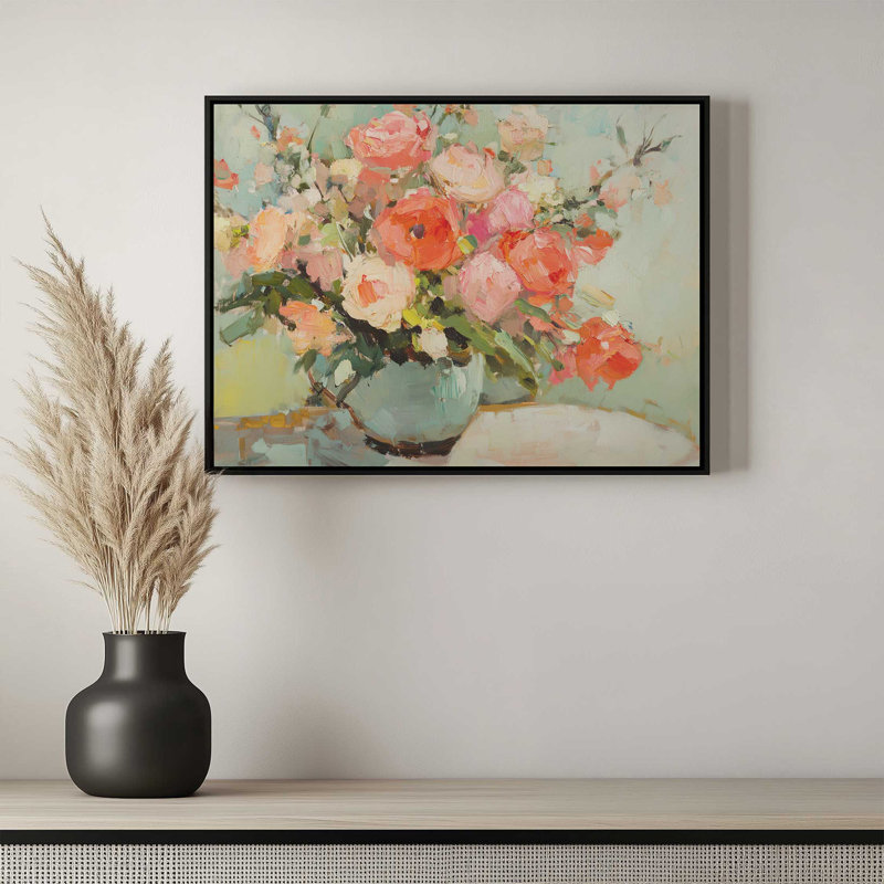 «Blush Blooms» par Heidi Kuntz, reproduction d'art, Toile avec cadre, Blanc, L 16 po x H 12 po