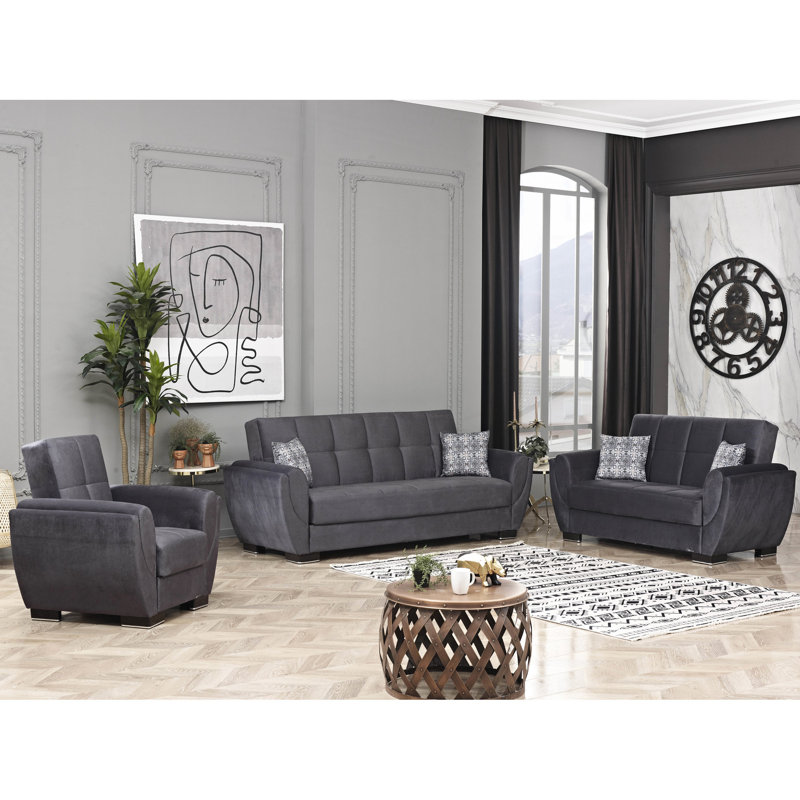 Canapé-lit, chenille grise, rangement intégré, profondeur de 92,21 po, hauteur de 37,98 po, lit convertible confortable et pratique, microfibre, capacité de charge de 900 lb, dimensions de 37,98 po x 92,21 po x 36,03 po