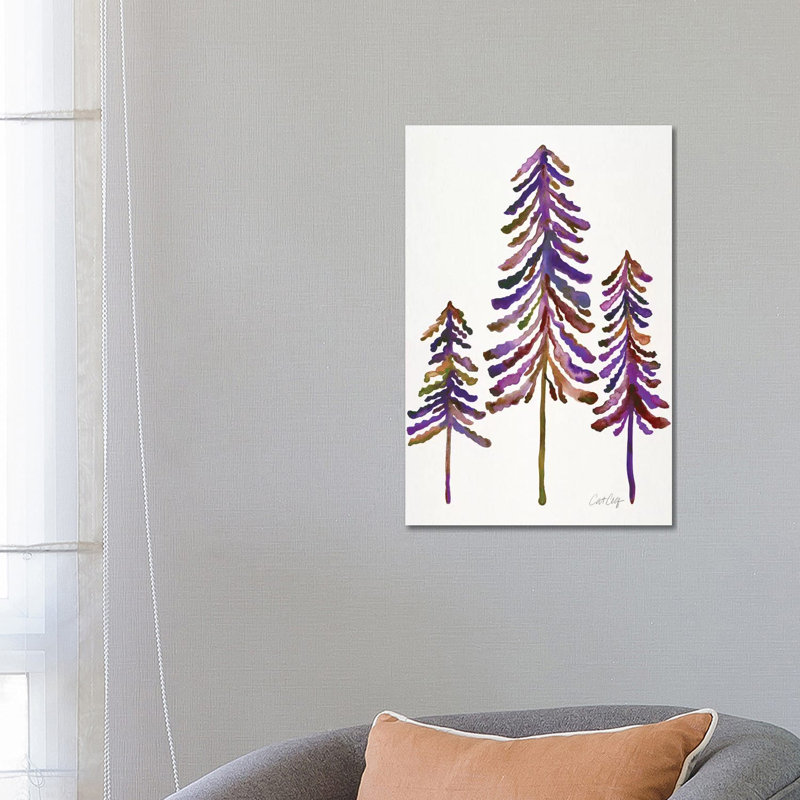 Pine Trees, Vintage by Cat Coquillette - Wrapped Canvas Print